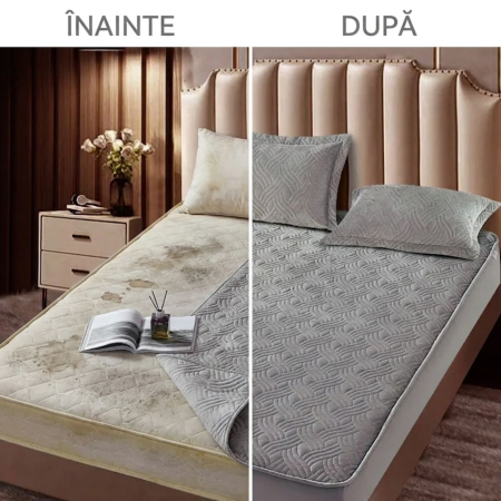 Husa tip Topper cu elastic din catifea 180x200,Gri-TOP1 [3]
