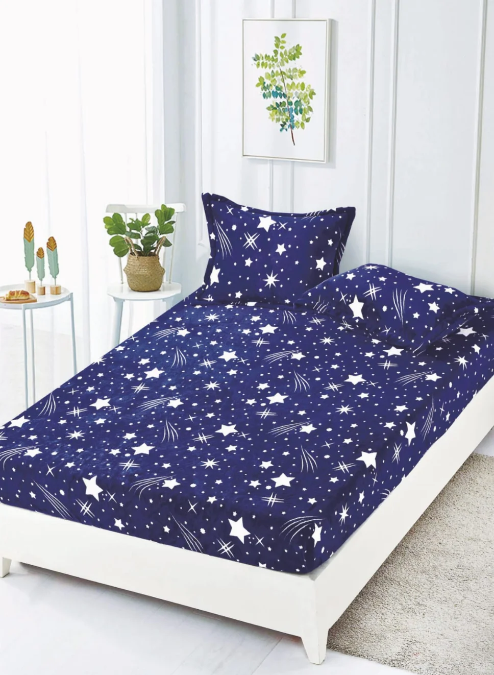 Huse de pat Cocolino 180x200 cm - Huse de pat cocolino 180x200 cm, bleumarin cu stele albe-HJC159