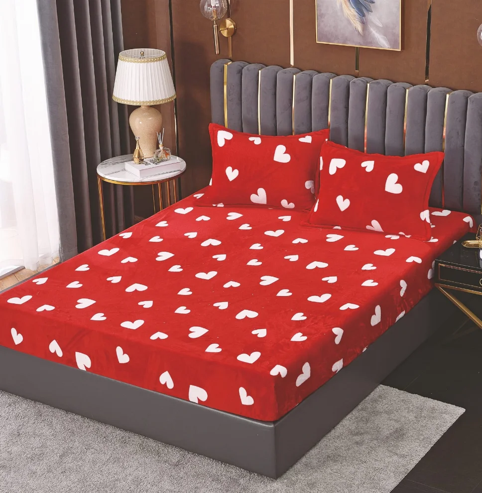 Huse de pat Cocolino 180x200 cm - Huse de pat cocolino 180x200 cm, roșii cu inimioare albe-HJC148