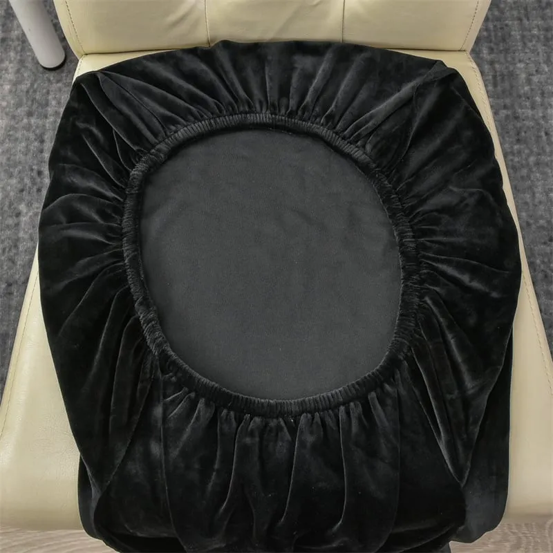 Huse pentru scaun din Catifea cu elastic,Negru-JHC12 [4]