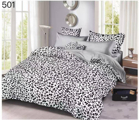 LENJERII DE PAT - Lenerie de pat finet,6 piese alb cu negru, model leopard-GR501