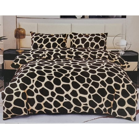 Lenjerii de pat Cocolino - Lenjerie Cocolino Pufoasa cu Elastic 4 piese crem cu model giraffe negru-CS19