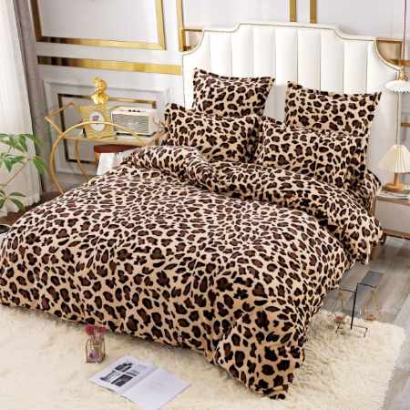 Lenjerii de pat Cocolino - Lenjerie Cocolino Pufoasa cu Elastic 4 piese Leopard-CS26