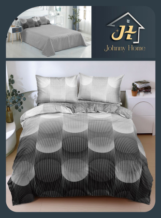 Lenjerii Bumbac Satinat - Lenjerie de pat 4 piese,bumbac satinat,Gri cu Buline abstracte-BS703