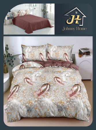 Lenjerii Bumbac Satinat - Lenjerie de pat 4 piese,bumbac satinat,cu Pene model rozaliu-BS699