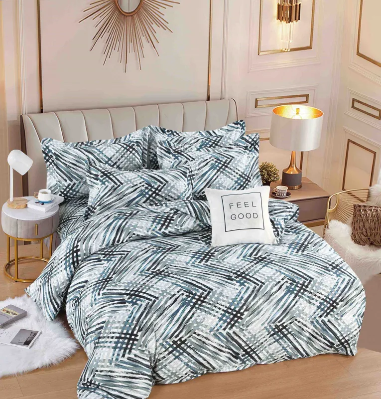 OFERTA 1+1 - Lenjerie de pat,6 Piese, finet,Imprimeu Geometric-FJ209