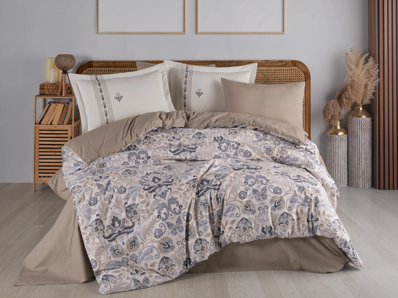 LENJERII DE PAT - Lenjerie de Pat Bumbac Poplin 2 Persoane - Calisse Lacivert-POP234