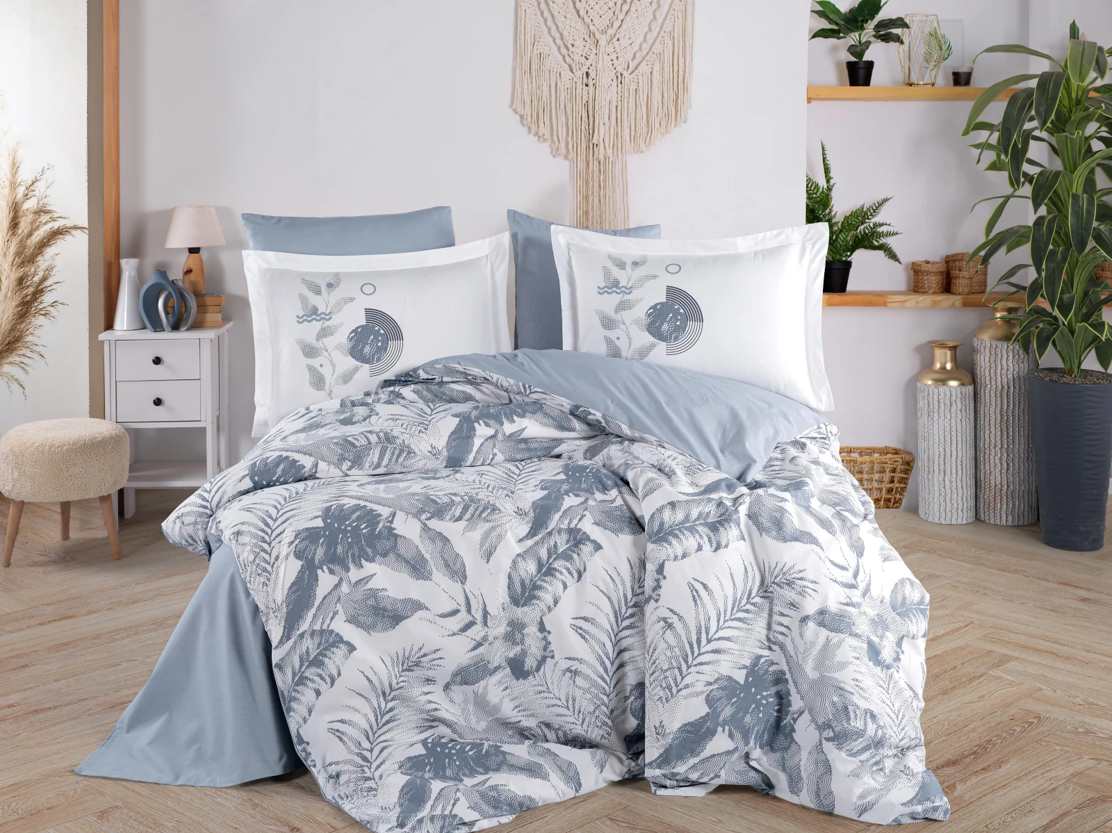 LENJERII DE PAT - Lenjerie de Pat Bumbac Poplin 2 Persoane - Tiffany Denim-POP251