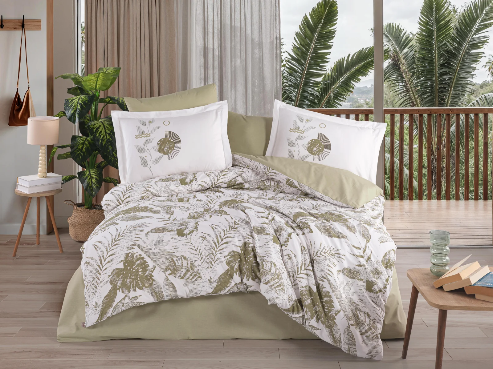 LENJERII DE PAT - Lenjerie de Pat Bumbac Poplin 2 Persoane - Tiffany Yesil-POP252