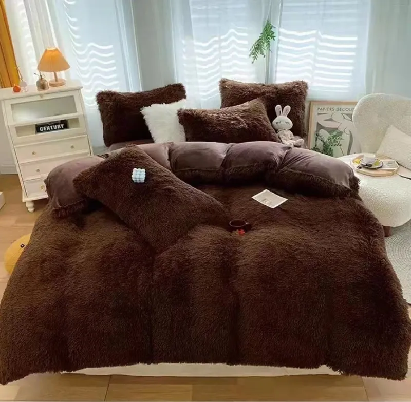 LENJERII DE PAT - Lenjerie de pat Cocolino 4 piese Fluffy,Super pufoase,Cappuccino-GB5