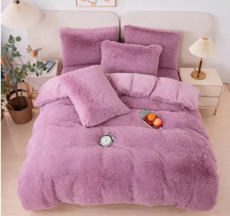 LENJERII DE PAT - Lenjerie de pat Cocolino 4 piese Fluffy,Super pufoase,Crem cu maro-GB1