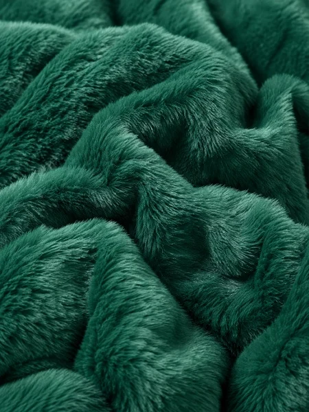 Lenjerie de pat cu Pilota Inclusa, Cearceaf cu Elastic, 6 Piese, Blană de Iepure Artificială Verde cu alb, cu textura pufos-RBY4 [2]