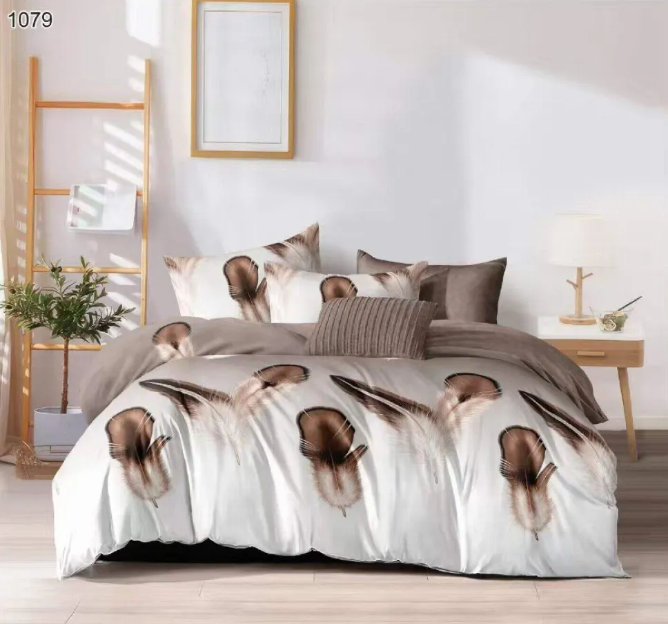Lenjerii Pucioasa Super Elegant - Lenjerie de pat Finet 6 piese, alb cu pene maro-LP1079