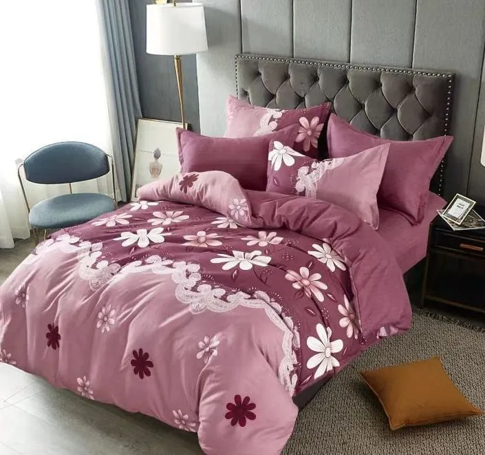 LENJERII DE PAT 1+1 GRATIS - Lenjerie de pat Finet  6 piese,Floricele-KY55