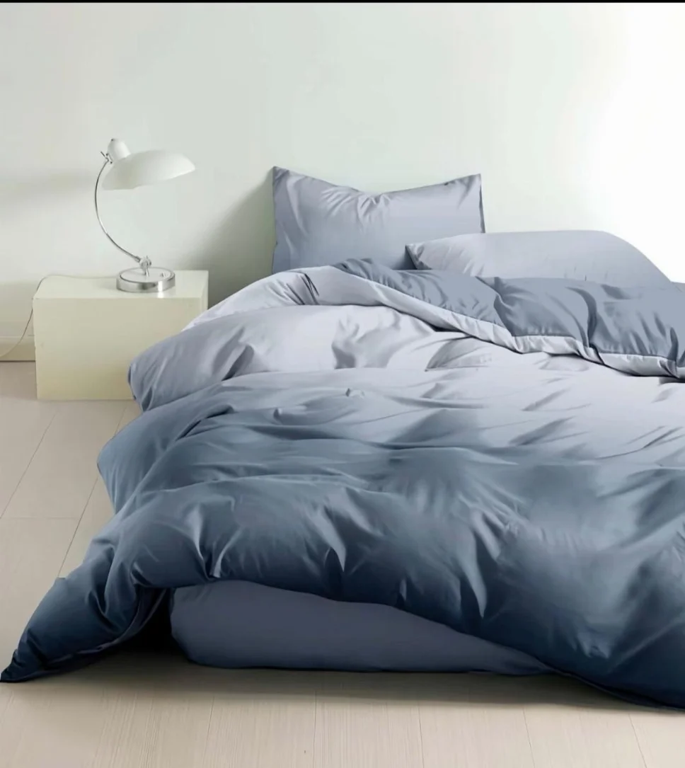 OFERTA 1 DEC LENJERII - Lenjerie de pat Finet 6 piese, gri gradient, albastru închis-LE01