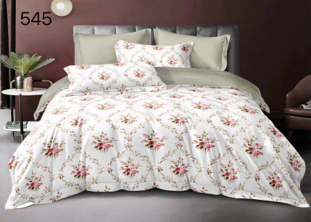OFERTA  LENJERII - Lenjerie de pat Finet 6 piese,Pat dublu crem cu trandafiri roșii și roz-GR545