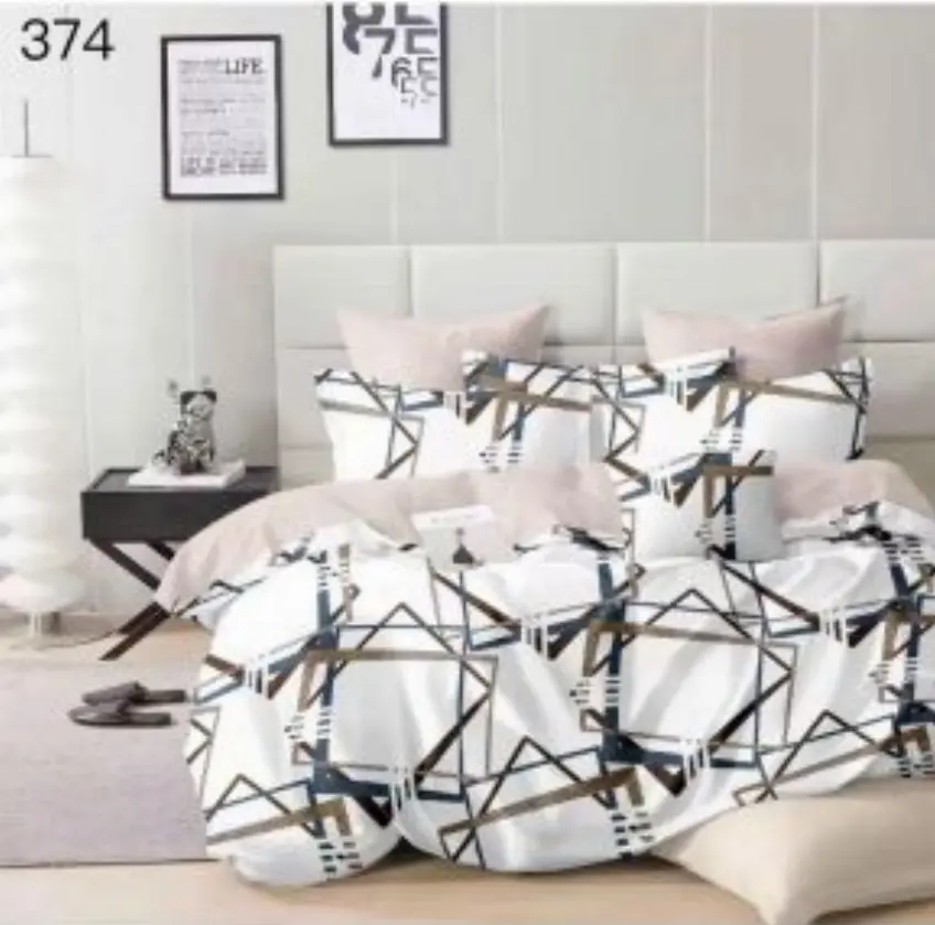 LENJERII DE PAT 1+1 GRATIS - Lenjerie de pat Finet 6 piese,Pat dublu,Forme geometrice-GR374