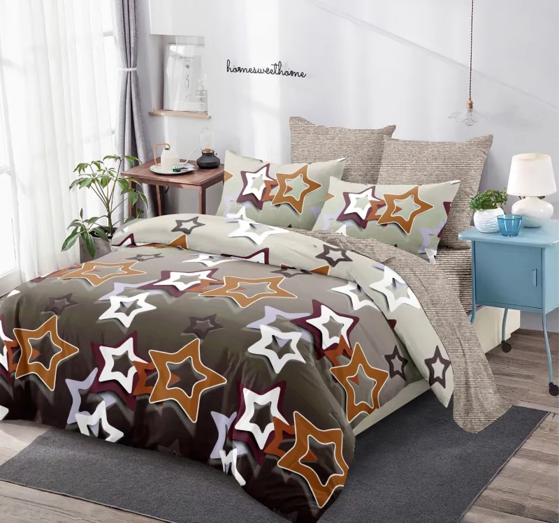 OFERTA 1+1 - Lenjerie de pat Finet 6 piese Primavara,Gri/Mao cu stele-LC109