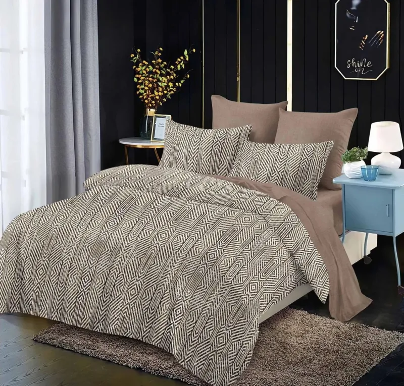 OFERTA 1+1 - Lenjerie de pat Finet 6 piese Primavara,Maro,Forme geometrice -LC132