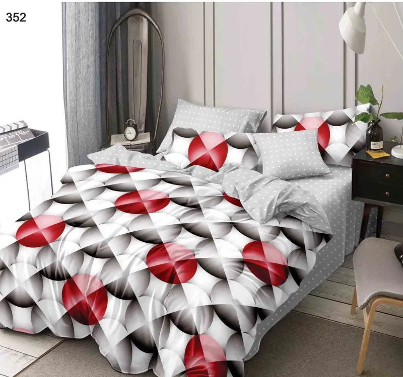 Lenjerii Pucioasa Super Elegant - Lenjerie de pat Finet 6 piese,Puciaosa ,Gri/Rosu,Buline -LP352