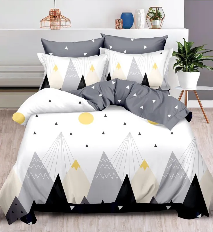 LENJERII DE PAT - Lenjerie de pat Finet Pucioasa 6 piese,gri cu munti-R378