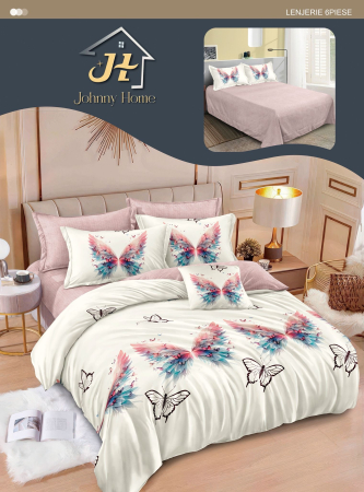 Lenjerii de pat Finet East Confort - Lenjerie de pat Finet Pucioasa 6 piese, imprimeu Fluturi in zbor-R630