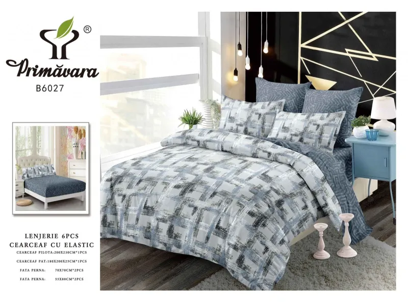 OFERTA LENJERII CU ELASTIC - Lenjerii de pat Finet 6 piese cu Elastic-FEL245
