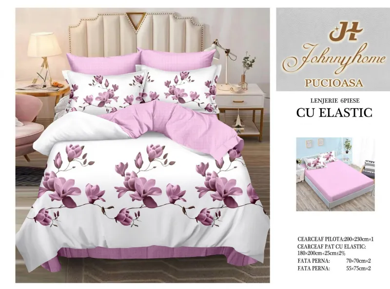 LENJERII DE PAT - Lenjerii de pat Finet 6 piese cu Elastic-T61
