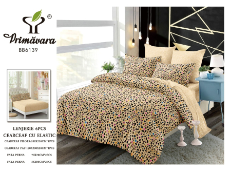 LICHIDARE STOC - Lenjerii de pat Finet 6 piese cu imprimeul Leopard colorat-FEL431