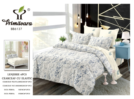 LICHIDARE STOC - Lenjerii de pat Finet 6 piese imprimeu Floral-FEL436