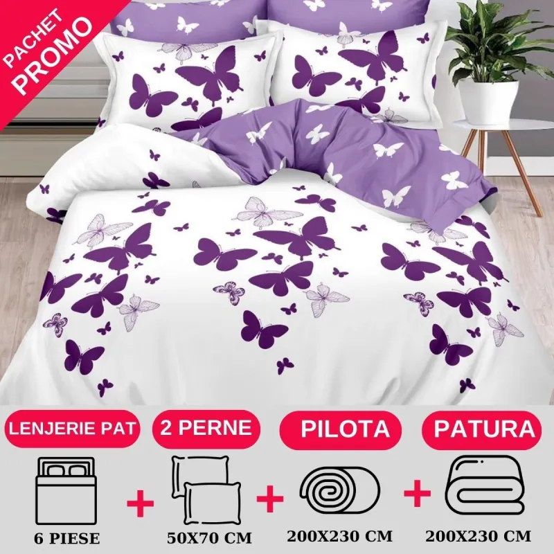 PACHETE PROMOTIONALE - Pachet Promotional Lenjerie de pat finet 6 piese-JO1