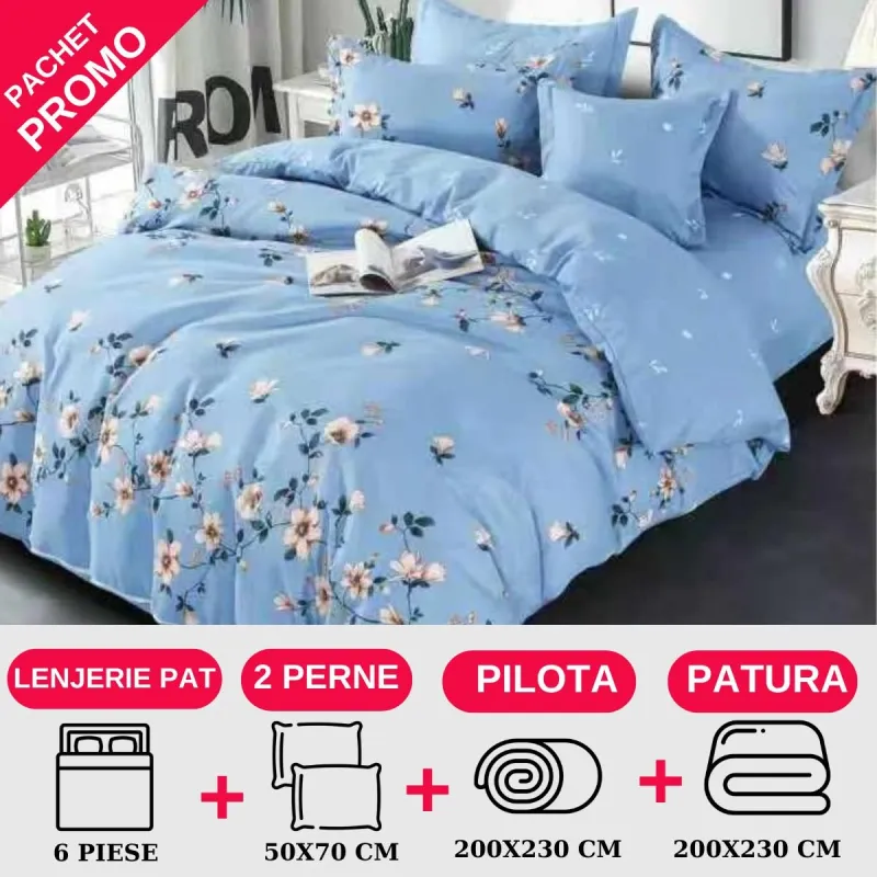 PACHETE PROMOTIONALE - Pachet Promotional Lenjerie de pat finet 6 piese-JO117