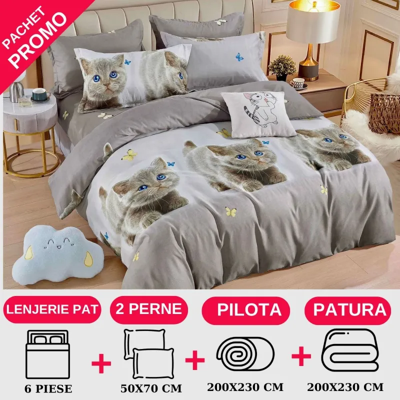 PACHETE PROMOTIONALE - Pachet Promotional Lenjerie de pat finet 6 piese-JO118