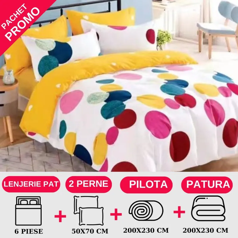 PACHETE PROMOTIONALE - Pachet Promotional Lenjerie de pat finet 6 piese-JO129