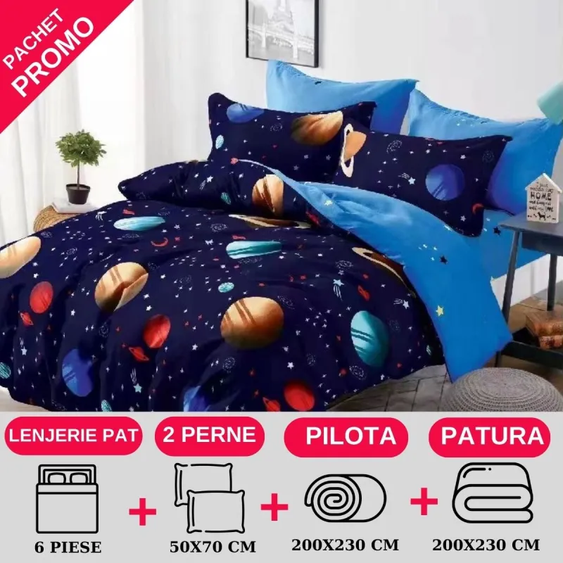 PACHETE PROMOTIONALE - Pachet Promotional Lenjerie de pat finet 6 piese-JO136