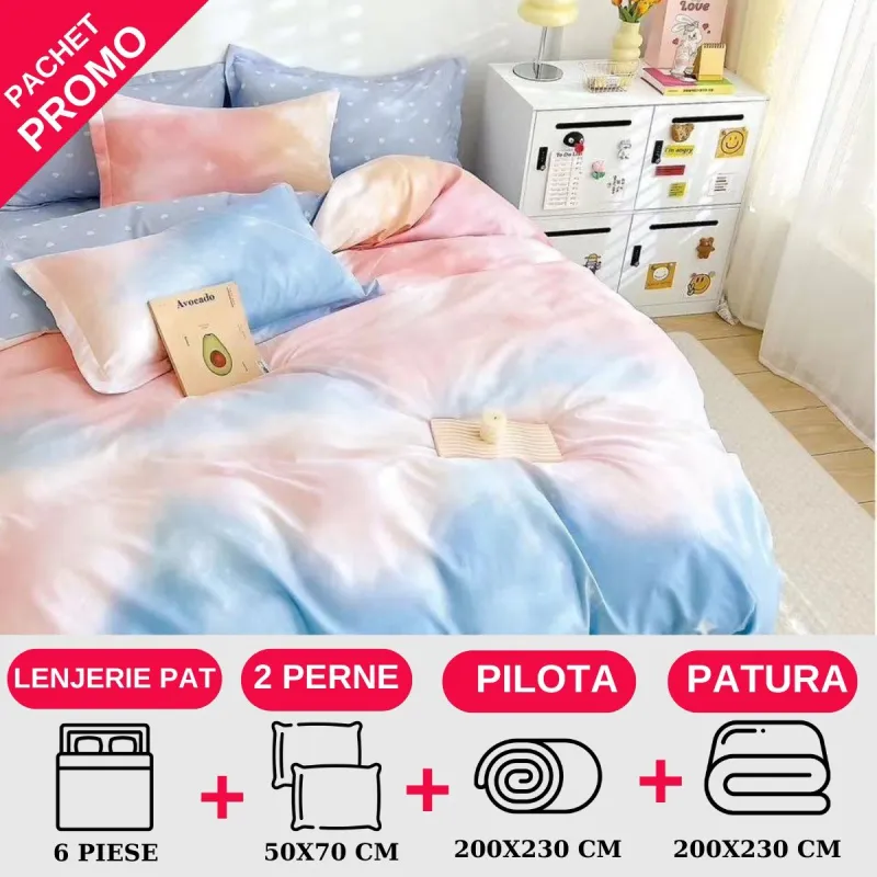 PACHETE PROMOTIONALE - Pachet Promotional Lenjerie de pat finet 6 piese-JO138