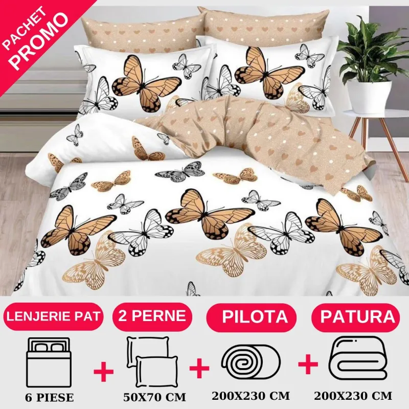 PACHETE PROMOTIONALE - Pachet Promotional Lenjerie de pat finet 6 piese-JO140