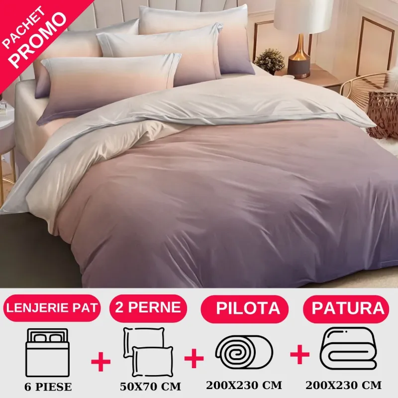 PACHETE PROMOTIONALE - Pachet Promotional Lenjerie de pat finet 6 piese-JO143