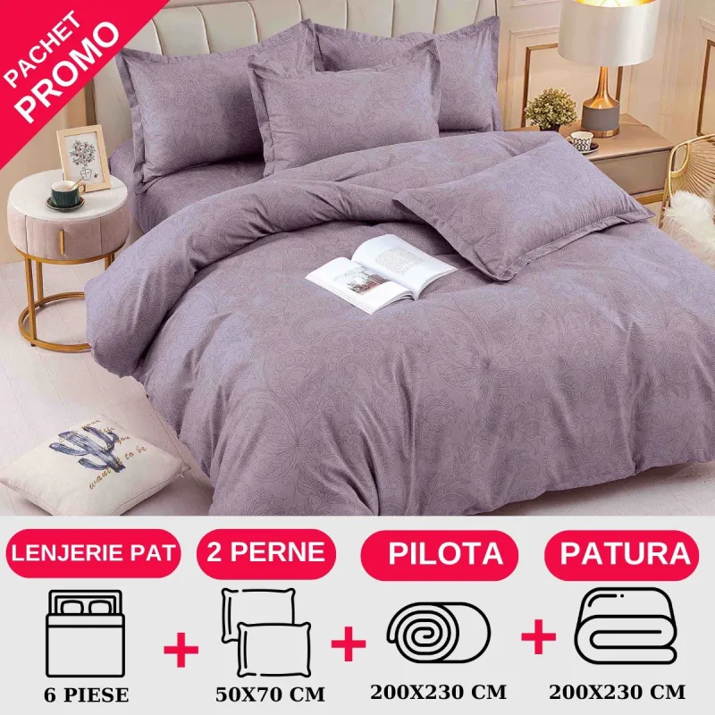 PACHETE PROMOTIONALE - Pachet Promotional Lenjerie de pat finet 6 piese-JO146