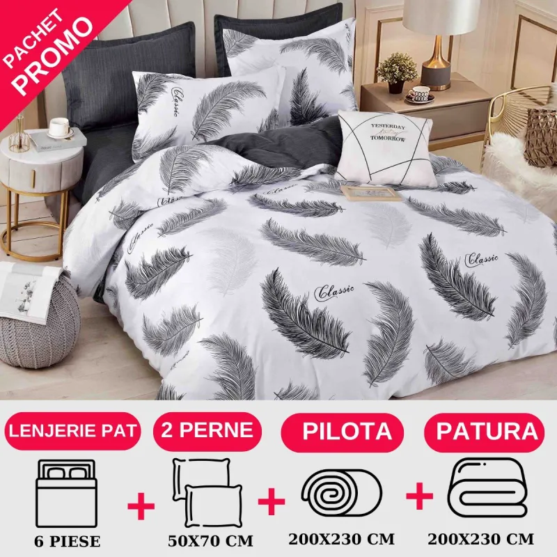 PACHETE PROMOTIONALE - Pachet Promotional Lenjerie de pat finet 6 piese-JO150
