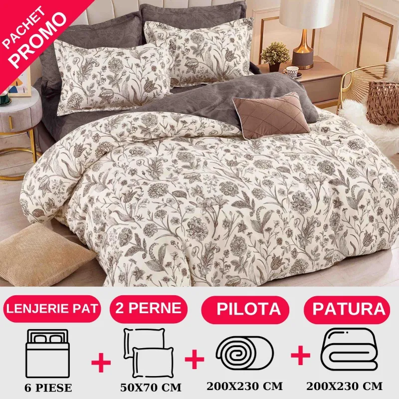 PACHETE PROMOTIONALE - Pachet Promotional Lenjerie de pat finet 6 piese-JO151