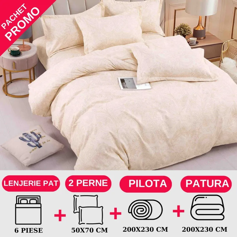 PACHETE PROMOTIONALE - Pachet Promotional Lenjerie de pat finet 6 piese-JO152