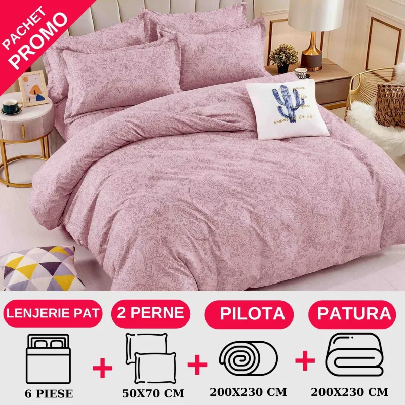 PACHETE PROMOTIONALE - Pachet Promotional Lenjerie de pat finet 6 piese-JO153