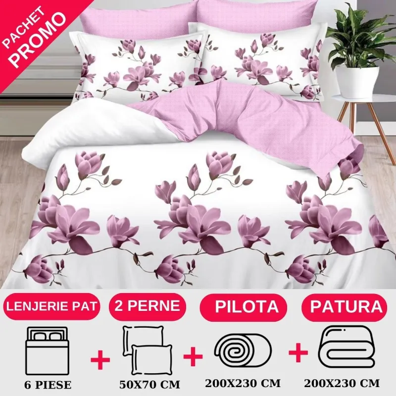 PACHETE PROMOTIONALE - Pachet Promotional Lenjerie de pat finet 6 piese-JO157