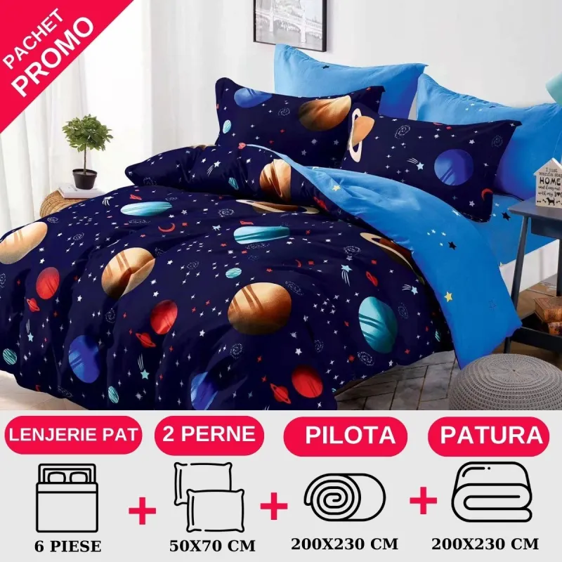 PACHETE PROMOTIONALE - Pachet Promotional Lenjerie de pat finet 6 piese-JO73