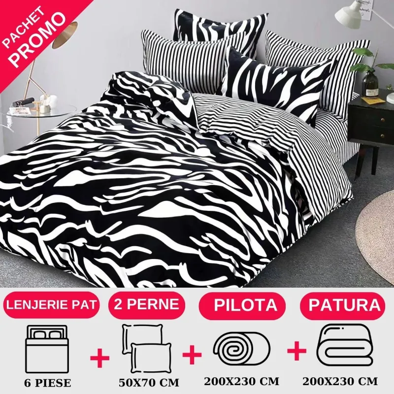 PACHETE PROMOTIONALE - Pachet Promotional Lenjerie de pat finet 6 piese-JO81