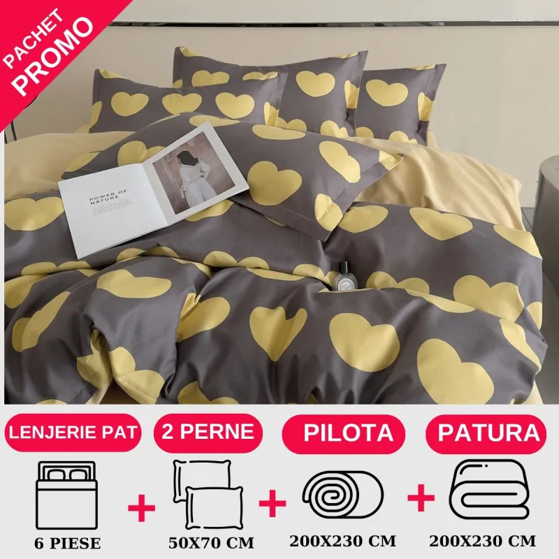 PACHETE PROMOTIONALE - Pachet Promotional Lenjerie de pat finet 6 piese-JO84