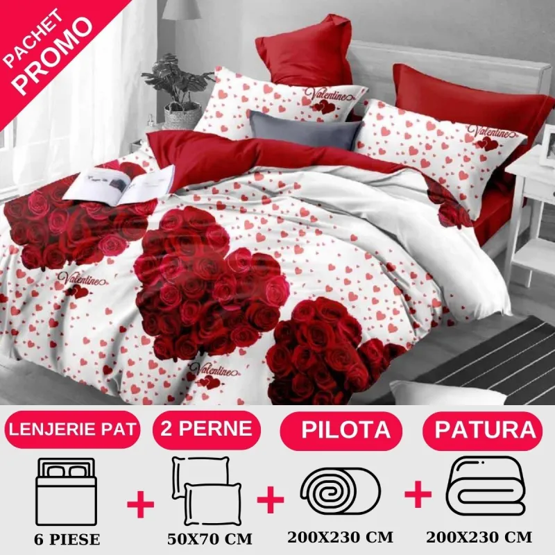 PACHETE PROMOTIONALE - Pachet Promotional Lenjerie de pat finet 6 piese-JO86