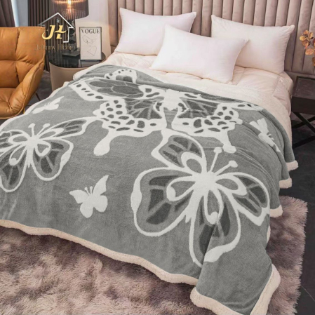 PATURI COCOLINO - Patura Cocolino cu Blanita, 3D, gri cu fluturi albi mari-LK4