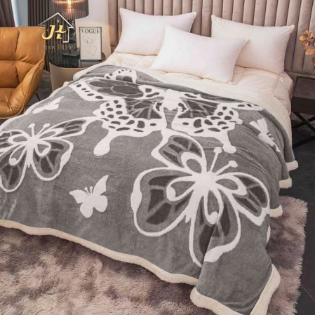 PATURI COCOLINO - Patura Cocolino cu Blanita, 3D, gri cu fluturi albi mari-LK6